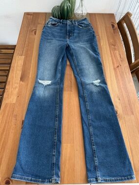 Forever 21 Women's Blue Flared Jeans Curvy Skinny Boot 27